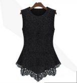 Blusa de renda Peplum Preta