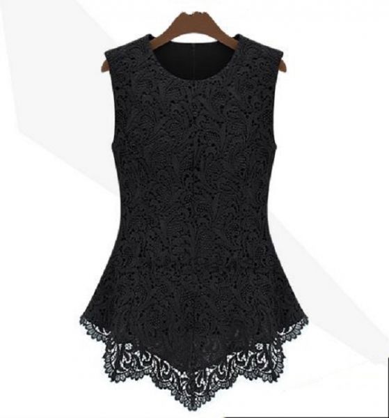 Blusa de renda Peplum Preta