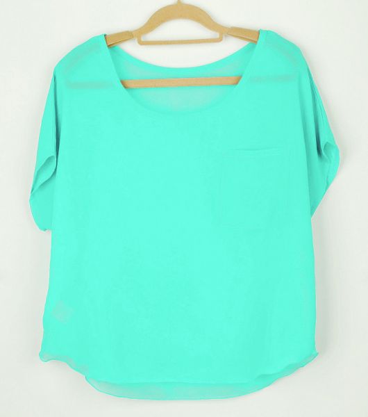 Blusa Chiffon Azul Turquesa