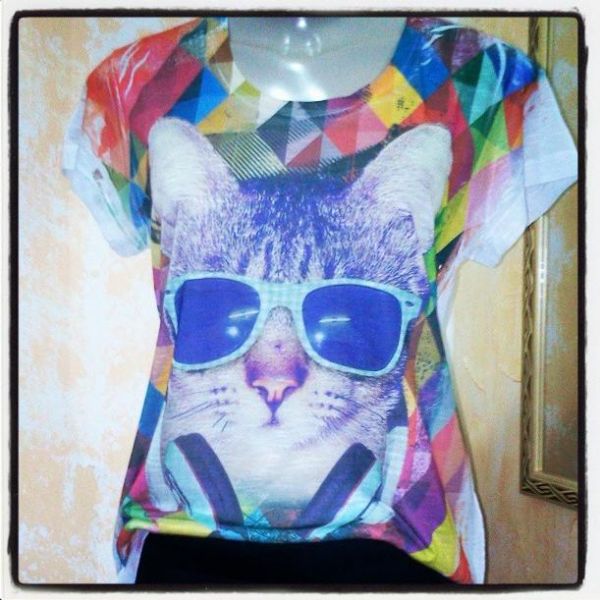 T-Shirt Gatinho Fashion - Tam G